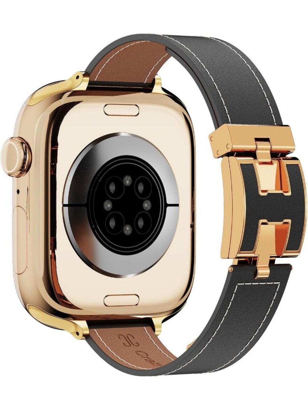 Stylish Genuine Leather Apple Watch Band with H Buckle - Perfect for Women